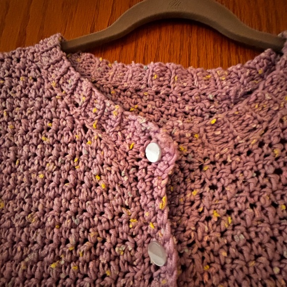 Crocheted girls sized medium  lilac cardigan- handmade - Picture 2 of 3